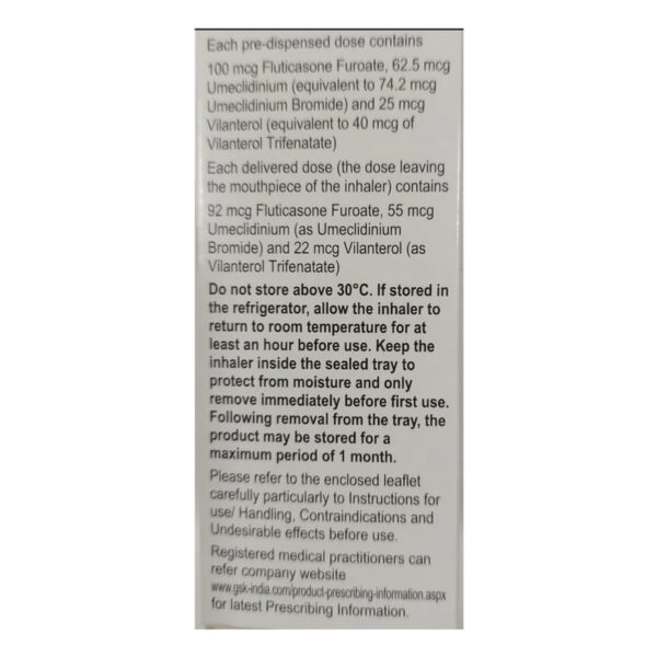 Trelegy Ellipta 100mcg/62.5mcg/25mcg Powder